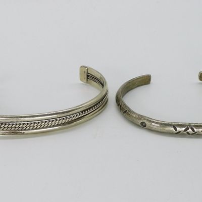 Sale Photo Thumbnail #179: Two Sterling Cuff Bracelets