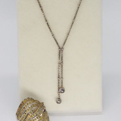 Sale Photo Thumbnail #78: Diamond & Moissanite 925 Ring & Necklace