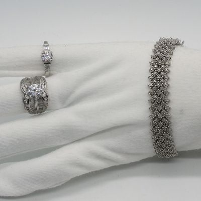 Sale Photo Thumbnail #137: Simulated Diamond 925 Bracelet & Rings