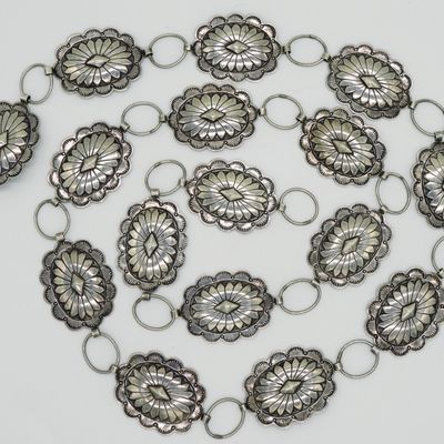 Sale Photo Thumbnail #276: L. Blackgoat, Navajo Sterling Belt, 37 Inches