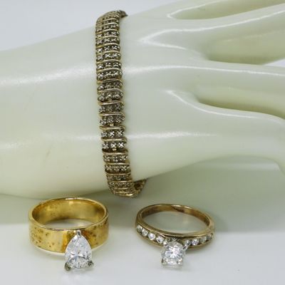 Sale Photo Thumbnail #183: Gold Tone Sterling Rings and Bracelet