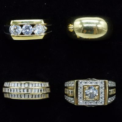 Sale Photo Thumbnail #291: Four Gold Tone Sterling Rings