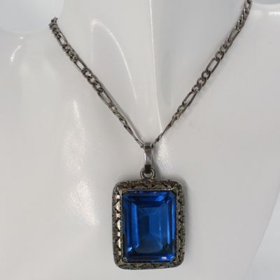 Sale Photo Thumbnail #132: Mexico 925 Heavy Blue Pendant & Chain