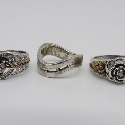 Sale Photo Thumbnail #25: Three Sterling Diamond Rings