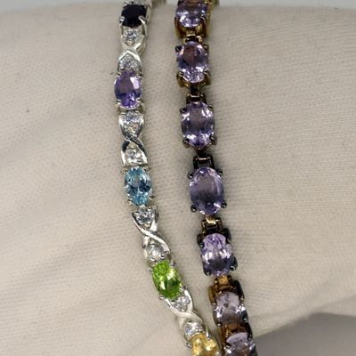 Sale Photo Thumbnail #328: 2 Sterling Gemstone Fashion Bracelets