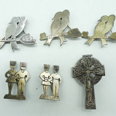 Sale Photo Thumbnail #207: Six Small Sterling Pins, Circa 1960's