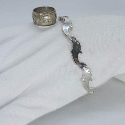 Sale Photo Thumbnail #141: Sterling Dolphin Bracelet and Ring