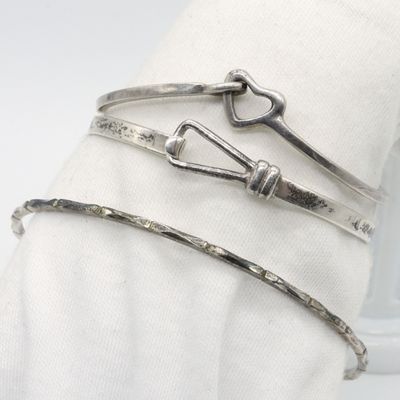 Sale Photo Thumbnail #307: 3 Sterling Bangle Fashion Bracelets