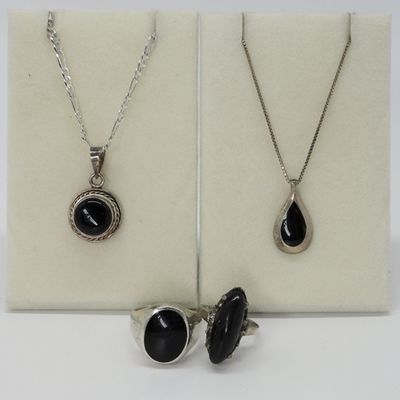 Sale Photo Thumbnail #75: Black Onyx, Sterling Rings and Necklaces