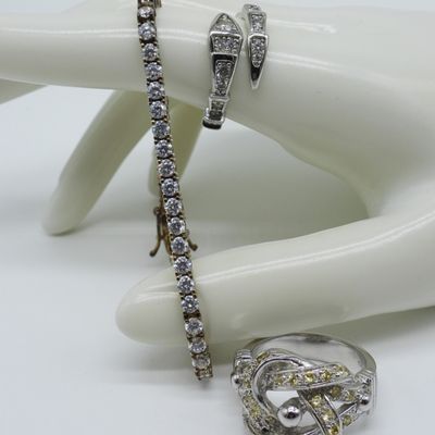 Sale Photo Thumbnail #175: Simulated Diamond Sterling Rings & Bracelet