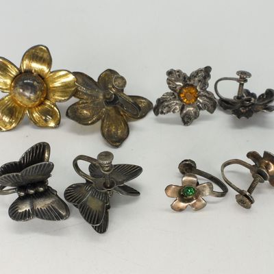 Sale Photo Thumbnail #201: 4 Pair of Screw Back Vintage 925 Earrings