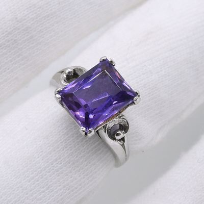 Sale Photo Thumbnail #61: Stunning 10k White Gold,  Amethyst Ring