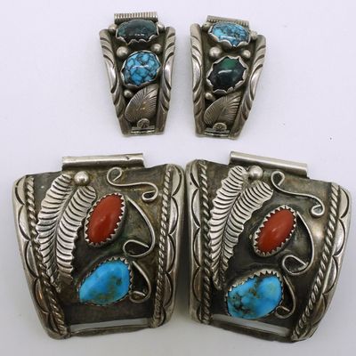 Sale Photo Thumbnail #295: Native American Watch Ends, 2 Pair
