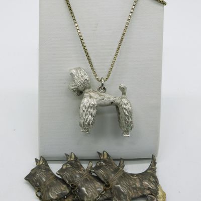 Sale Photo Thumbnail #221: Sterling Dog Brooch & Pendant