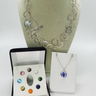 Sale Photo Thumbnail #219: Colorful Cats Eye Necklace & More 925