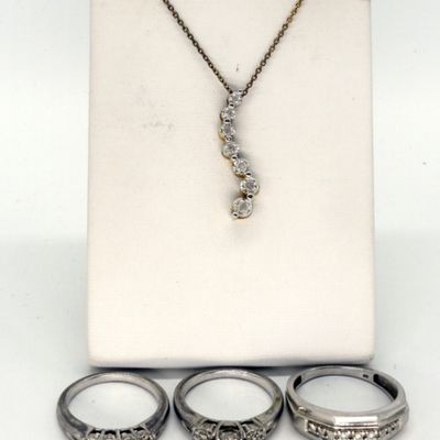 Sale Photo Thumbnail #149: Diamond Wedding Ring Set & Necklace