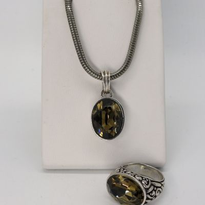 Sale Photo Thumbnail #146: Barse Smokey Quartz Sterling Ring & Necklace