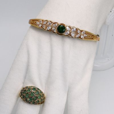Sale Photo Thumbnail #273: Gold Tone 925 Simulated Emerald Set