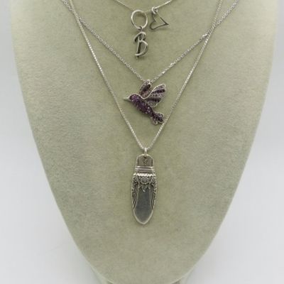 Sale Photo Thumbnail #177: 6 Fun Sterling Pendants and Three Chains