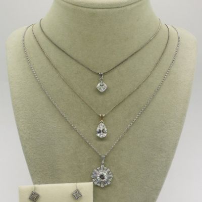 Sale Photo Thumbnail #299: Simulated Diamond 925 Necklaces, Ring, Earrings