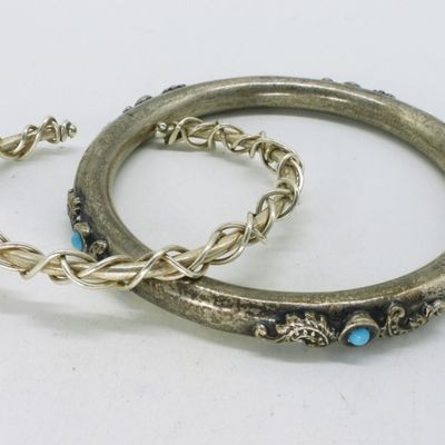 Sale Photo Thumbnail #203: 2 Interesting Sterling Bracelets