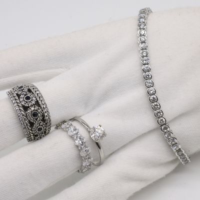 Sale Photo Thumbnail #67: Bridal Style Sterling Rings & Bracelet