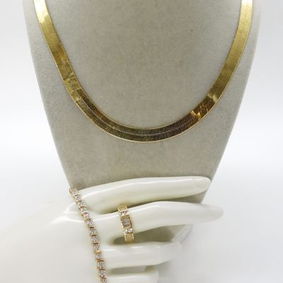Sale Photo Thumbnail #85: Gold Tone Sterling Necklace, Bracelet & Ring