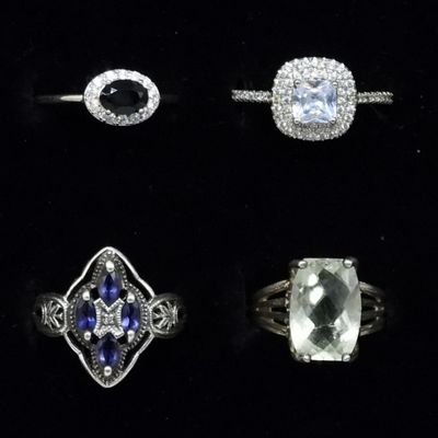 Sale Photo Thumbnail #156: Four Stunning Gemstone Rings, Sterling