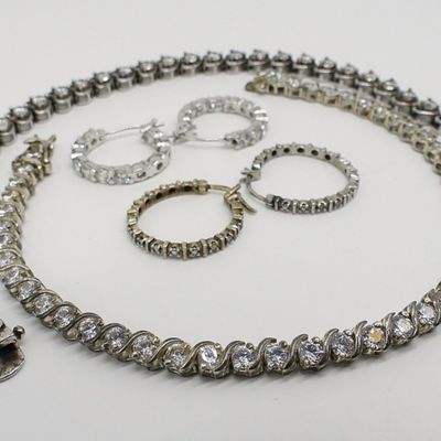 Sale Photo Thumbnail #161: Simulated Diamond 925 Bracelets & Earrings
