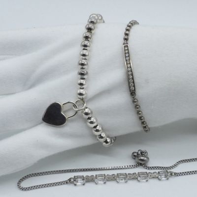 Sale Photo Thumbnail #254: 3 Sterling Bracelets & Anklets