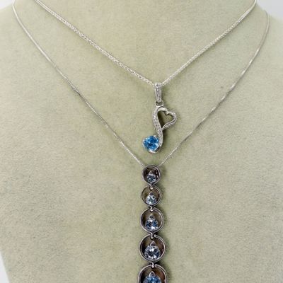 Sale Photo Thumbnail #45: Two Sterling Blue Topaz Necklaces