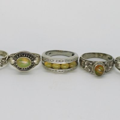 Sale Photo Thumbnail #355: 5 Opal and Opalite Sterling Rings