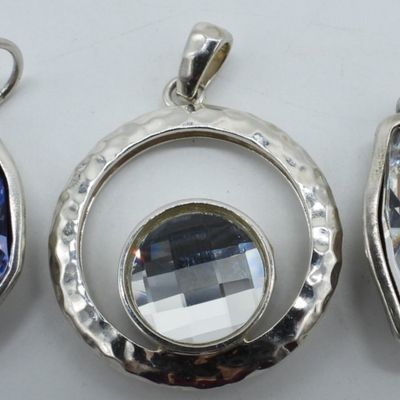 Sale Photo Thumbnail #347: 3 Sterling Pendants with Rhinestones