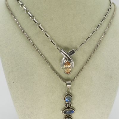 Sale Photo Thumbnail #308: Peach CZ & Moonstone 925 Necklaces