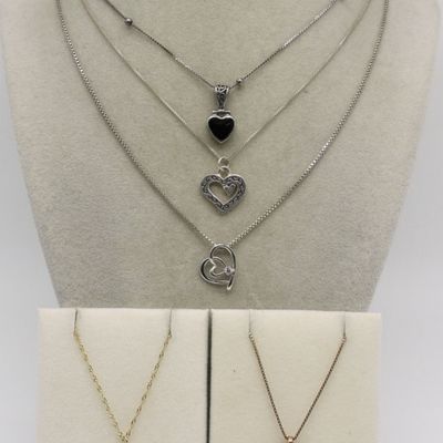 Sale Photo Thumbnail #22: Five Sterling Heart Necklaces