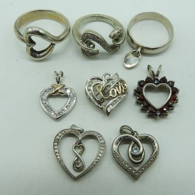 Sale Photo Thumbnail #269: Heart Shaped 925 Pendants and Rings