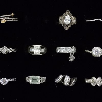 Sale Photo Thumbnail #65: 11 Sterling Rings, Diamond, Simulants & Glass Gems