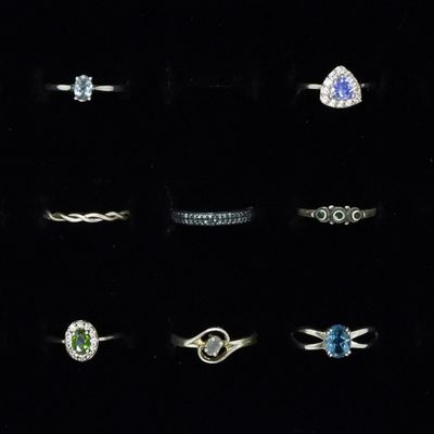 Sale Photo Thumbnail #31: Eight Sterling Fashion Gemstone Rings