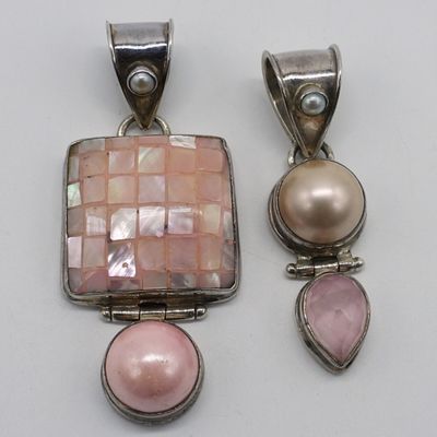 Sale Photo Thumbnail #131: Rose Quartz, Pearl & Mother of Pearl Pendants