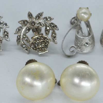 Sale Photo Thumbnail #323: 3 Pair Sterling Screw back Earrings