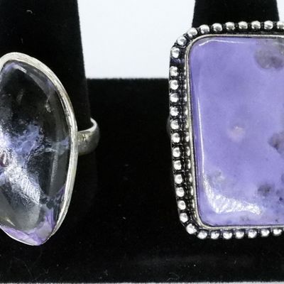 Sale Photo Thumbnail #143: 2 Sterling Charoite Gemstone Rings