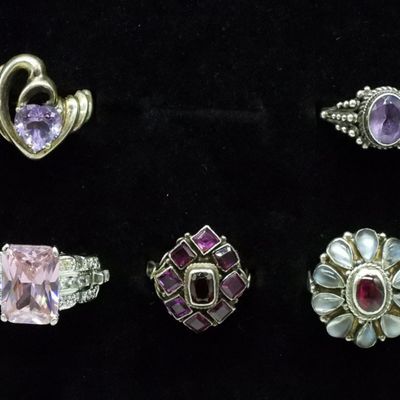 Sale Photo Thumbnail #390: Five Gorgeous Gemstone 925 Rings