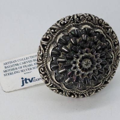 Sale Photo Thumbnail #322: JTV Carved Black Mother of Pearl Sterling Ring