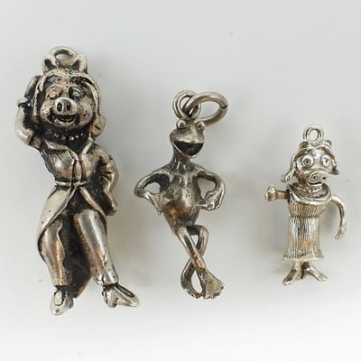 Sale Photo Thumbnail #4: Miss Piggy & Kermit the Frog Sterling Charms