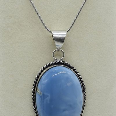 Sale Photo Thumbnail #83: Chalcedony Sterling Pendant & Chain