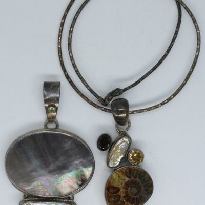 Sale Photo Thumbnail #315: Fossil & Gemstone Sterling Pendants