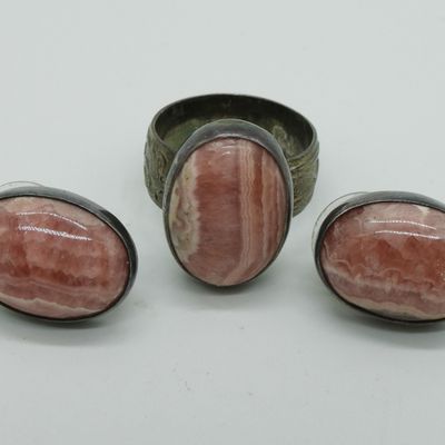 Sale Photo Thumbnail #277: Rhodochrosite Sterling Ring & Earrings