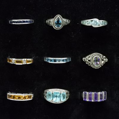Sale Photo Thumbnail #242: 9 Sterling Gemstone Fashion Rings