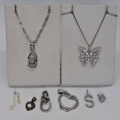 Sale Photo Thumbnail #96: 8 Simulated Diamond Pendants & Chains