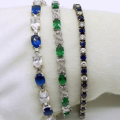 Sale Photo Thumbnail #233: 3 Simulated Gemstone 925 Bracelets